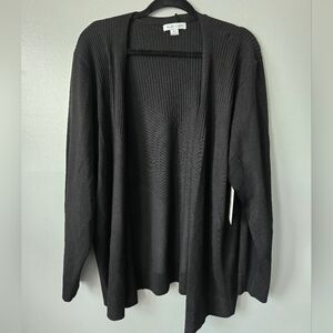 NWT Allison + Zoe Black Ribbed Open Cardigan Size 2X